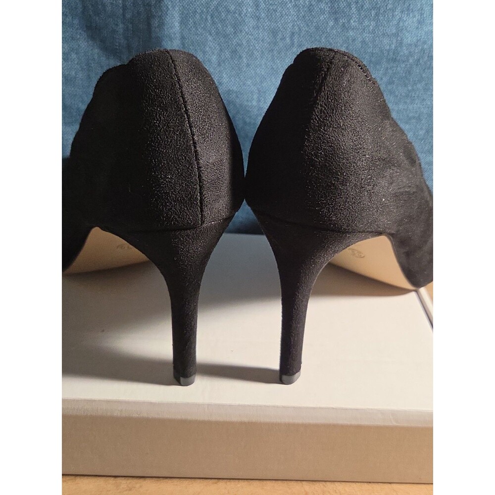 Esmara Black Suede Scalloped Heels Pumps Pointed Toe Size 8 - Picture 6 of 16